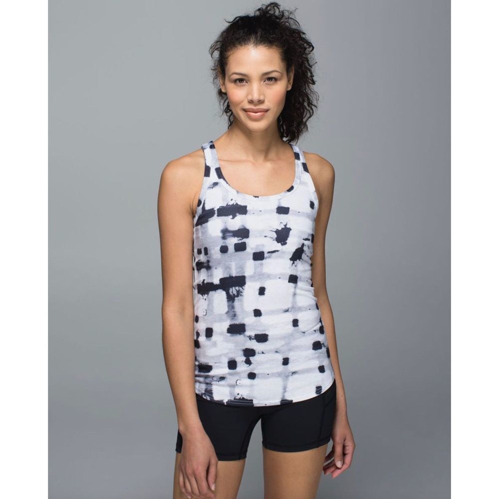 Lululemon Studio Racerback Ghost Weave White Black Sz 6